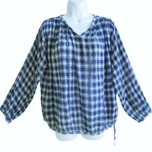 Dosa Khadi Handspun Cotton Peasant Blouse Smock Natural Indigo Lightweight 2 M